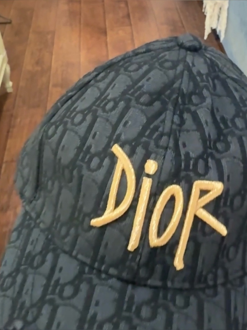 Dior Black Monogram Baseball
Cap NWOT w/ Gold Script Logo
21”-24” Velcro close - Picture 3 of 7